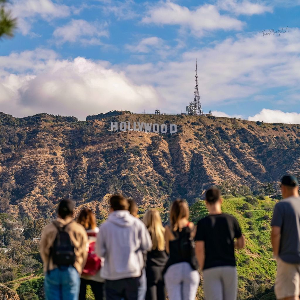 The Hollywood sign overlooking the hills of Los Angeles